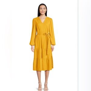 Tiered tie-waist knit Midi Dress